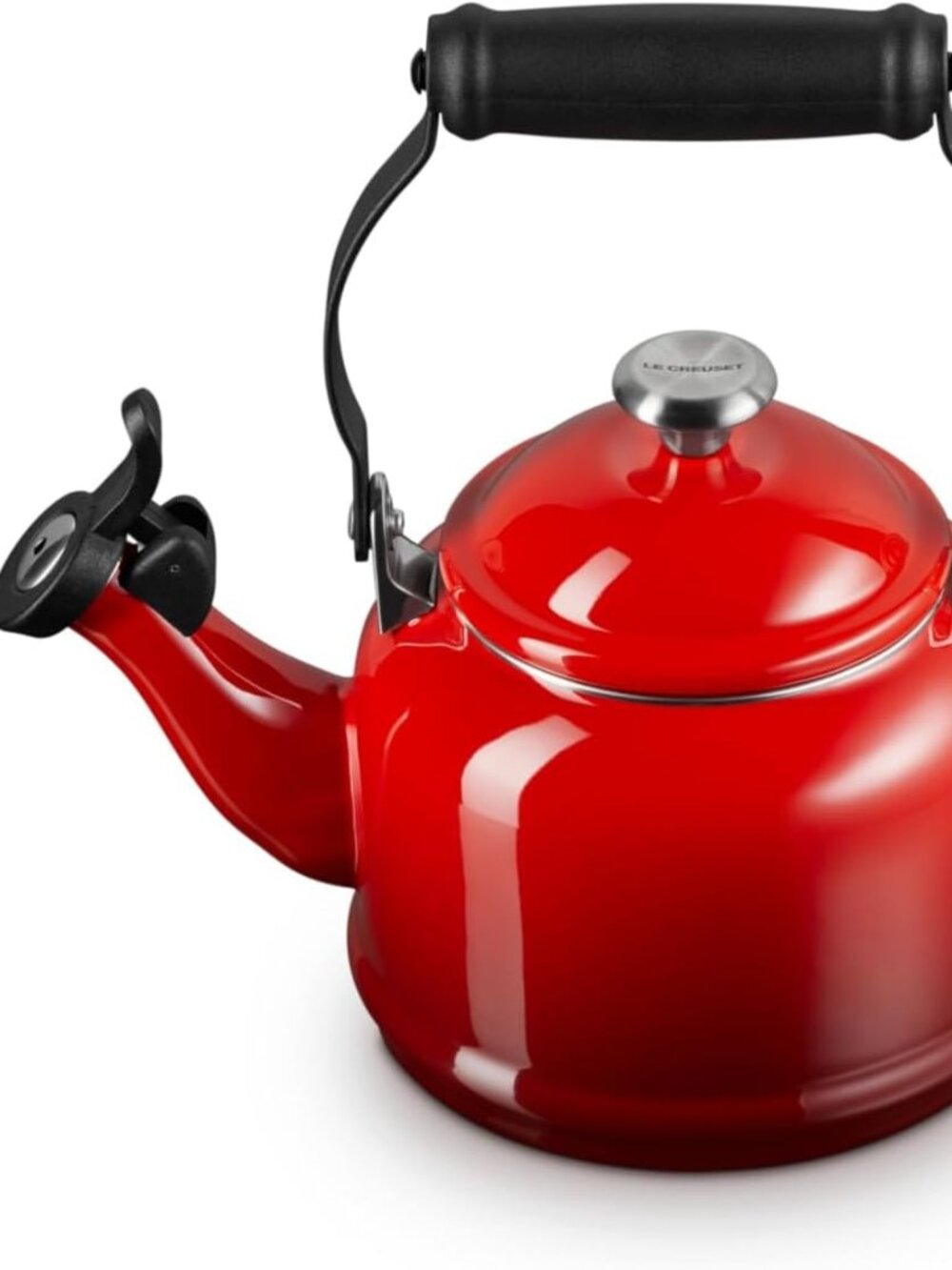 Cerise Le Creuset Whistling Tea Kettle | Carbon Steel & Porcelain Enamel